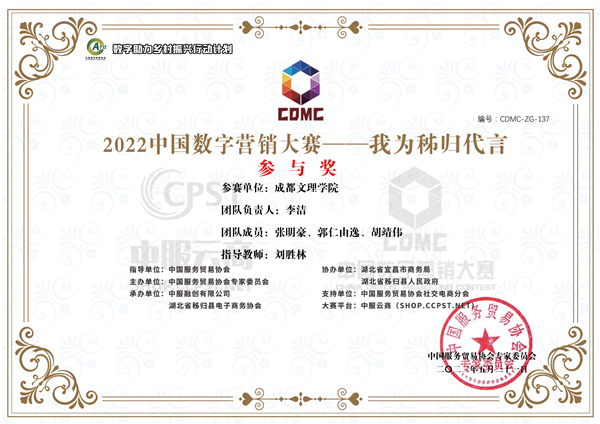 经济管理学院学子在2022中国数字营销大赛中获得参与奖
